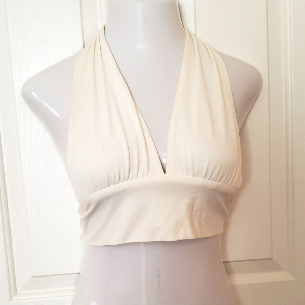 Ivory / Cream Halter Top One Size.